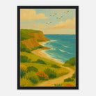 Black frame 50x70 cm 20x28″ - Coastal Cliffs Walk – Scenic Ocean Landscape Canvas Wall Art - Play By Print
