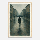 Wood frame 30x45 cm 12x18″ - Rainy City Walk – Gouache-Style Art Print - Play By Print