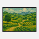 Black frame A2 (42 x 59.4 cm) - “Winding Through Green” | Rolling Hills Countryside Print - Play By Print