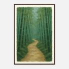 Dark wood frame 60x90 cm 24x36″ - Bamboo Forest Path – Gouache Landscape Art Print - Play By Print