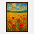 Dark wood frame A3 (29.7 x 42 cm) - Golden Poppy Field Print | Vibrant Impressionist Landscape - Play By Print