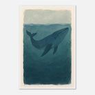 White frame 40x60 cm 16x24″ - Blue Whale – Gouache-Style Art Print - Play By Print