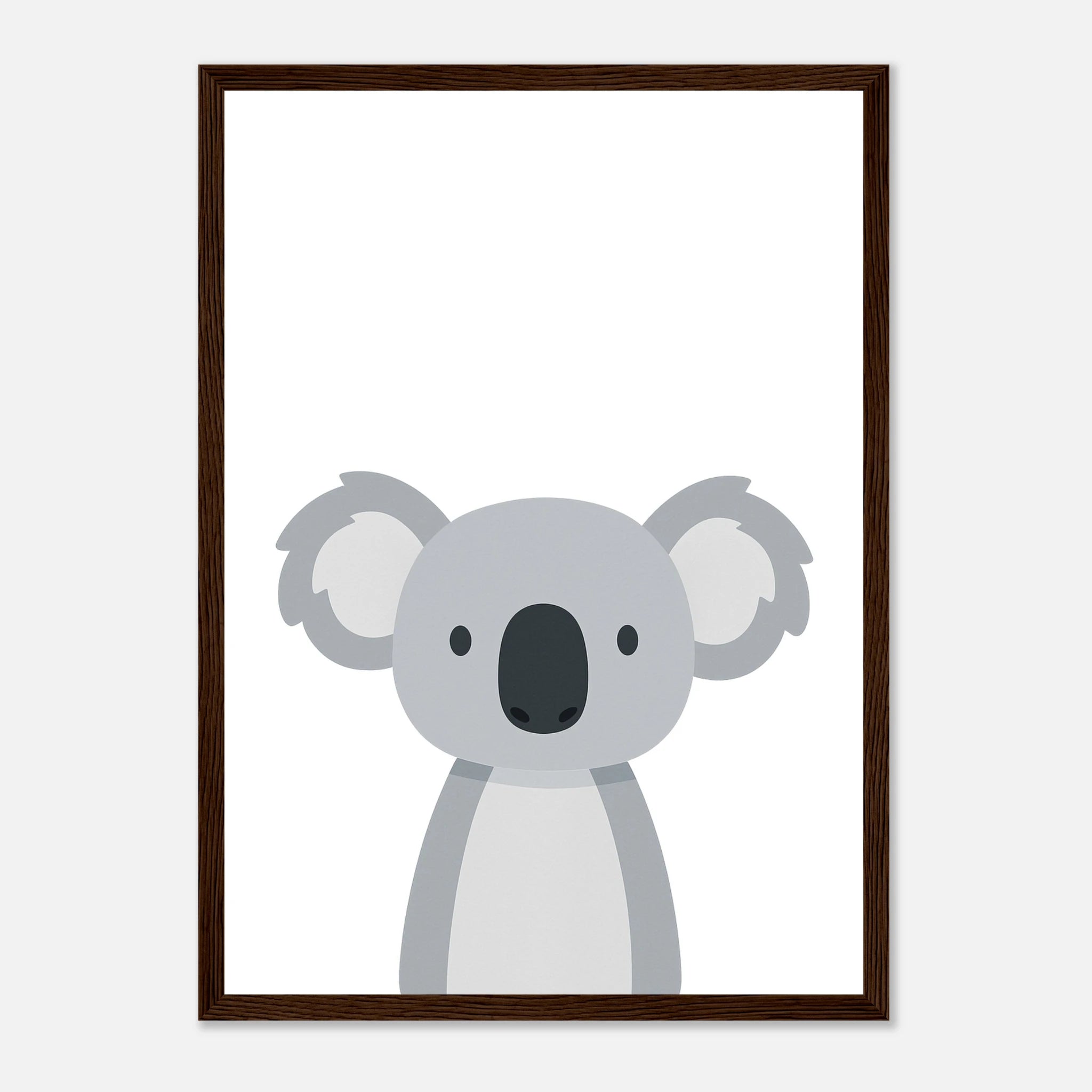Dark wood frame - Koala – Minimalist Australian Animal Art Print | Calming Nursery & Playroom Wall Poster - Play By Print