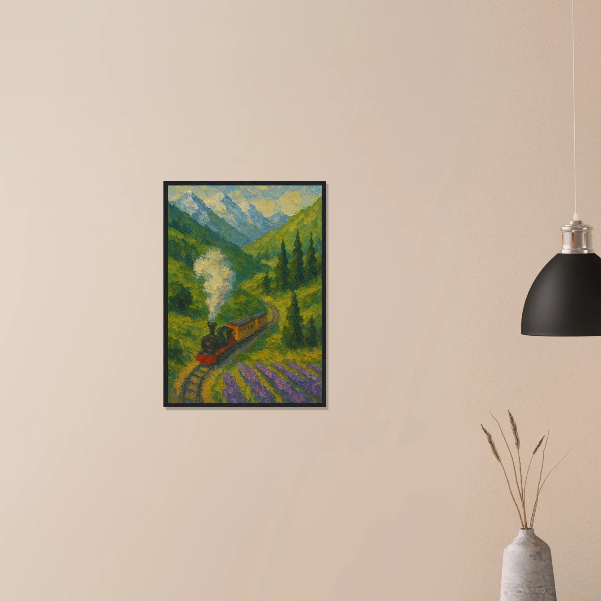 # all-groups - Mountain Steam Train Wall Art | Textured Painterly Travel - Play By Print