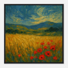 Black frame 50x50 cm 20x20″ - “Whispers in the Wheat” | Dreamy Poppy Field Landscape - Play By Print