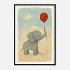 Black frame 40x60 cm 16x24″ - Baby Elephant with Balloon – Gouache Nursery Art Print - Play By Print
