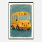 Black frame 40x60 cm 16x24″ - Happy School Bus – Whimsical Nursery Art Print - Play By Print