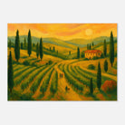 Unframed A3 (29.7 x 42 cm) - “Sunset Over Tuscany” | Golden Vineyard Landscape - Play By Print