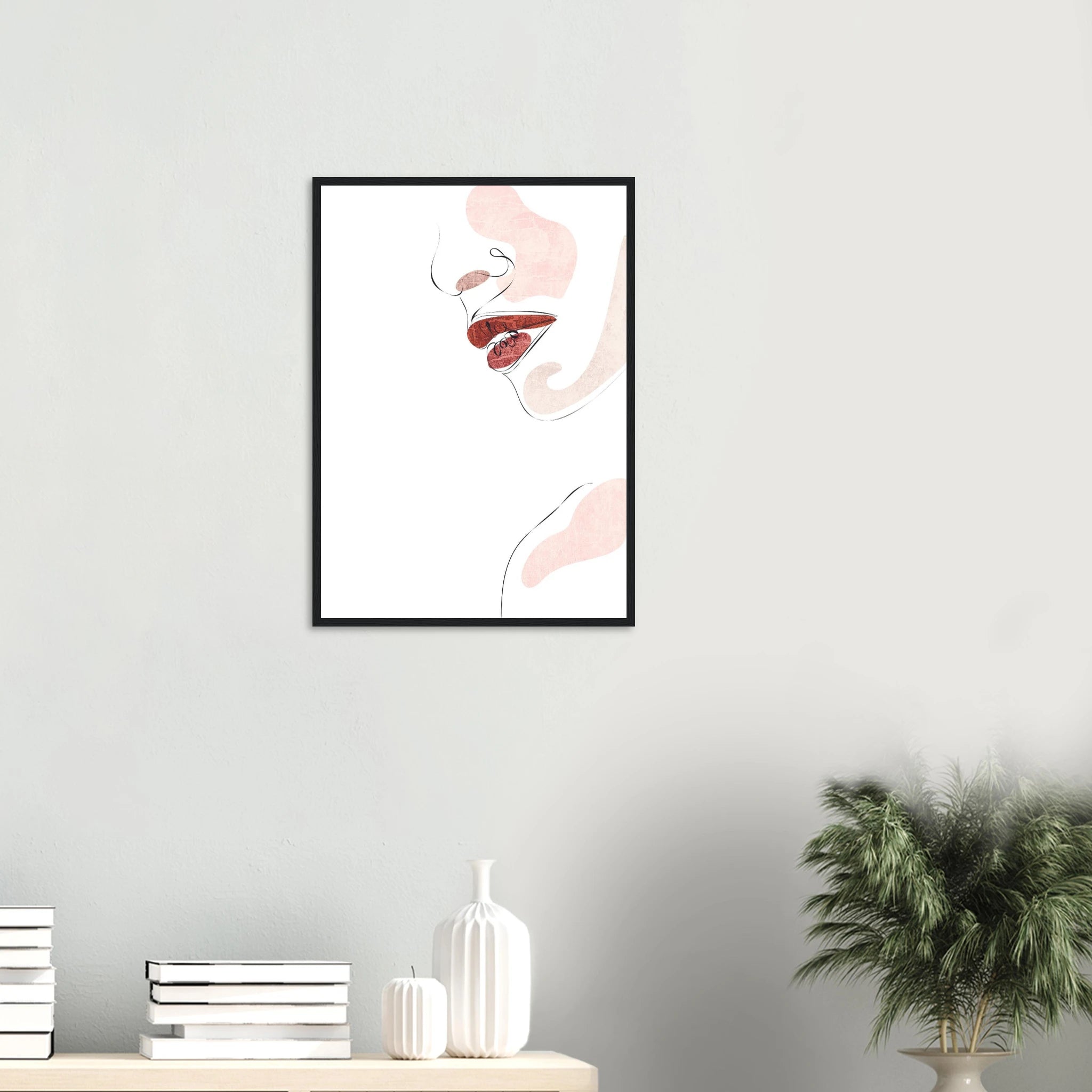 # all-groups - Bite Me – Minimal Lips & Cherry Line Art Print - Play By Print