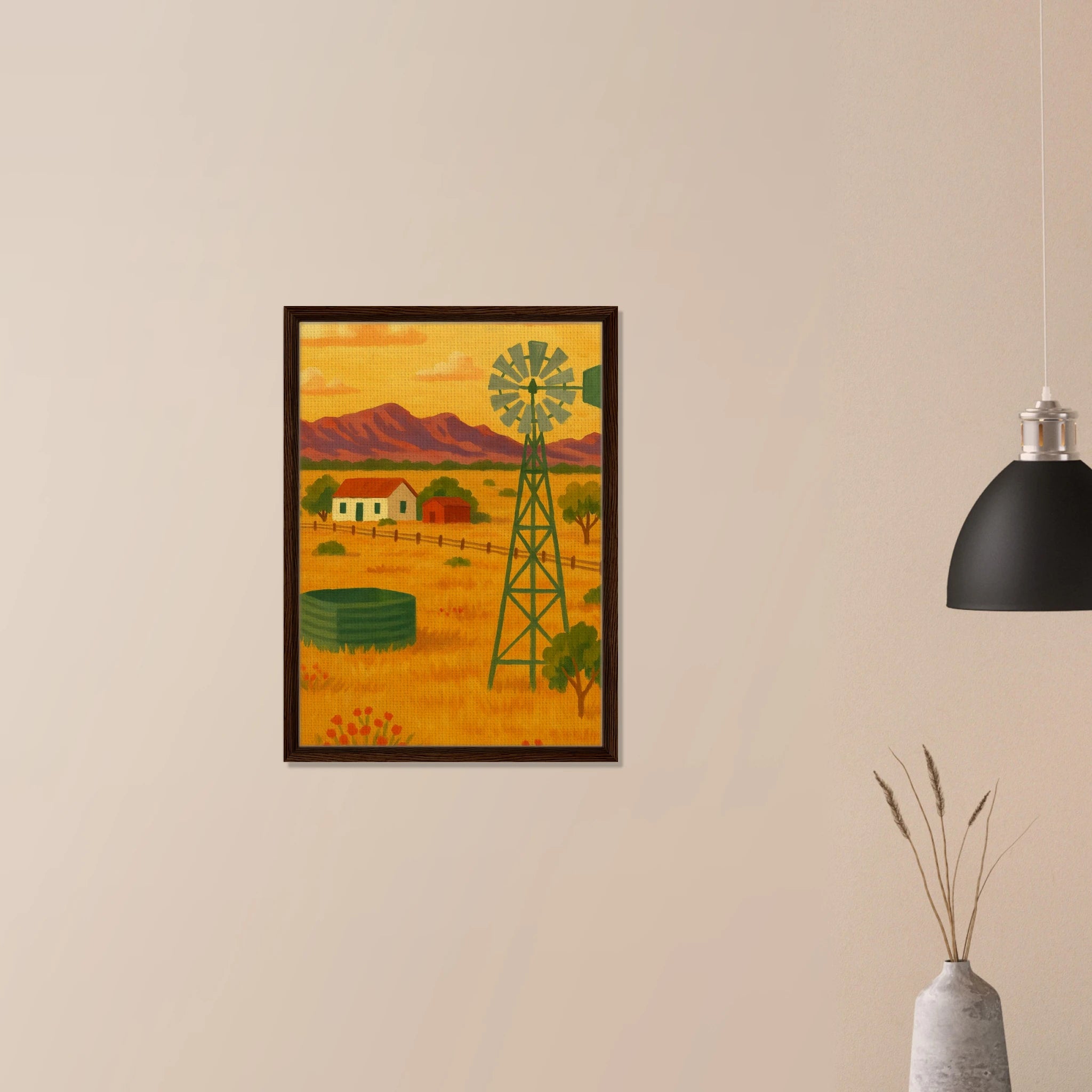 # all-groups - Outback Windmill Landscape Canvas Wall Art - Play By Print