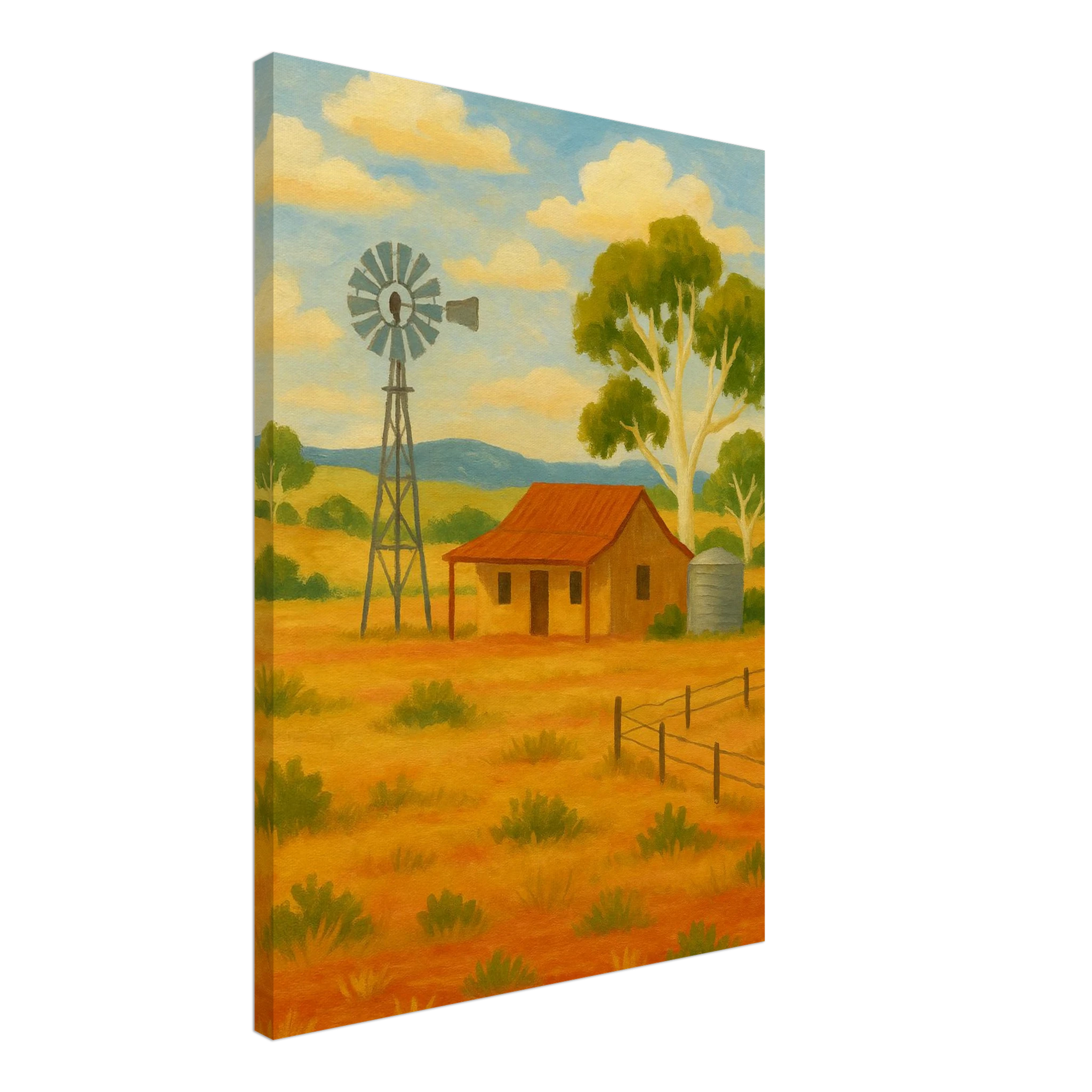 Canvas 50x70 cm 20x28″ - Outback Windmill & Cottage Canvas Wall Art - Play By Print