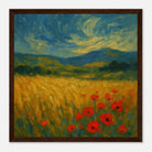 Dark wood frame 30x30 cm 12x12″ - “Whispers in the Wheat” | Dreamy Poppy Field Landscape - Play By Print