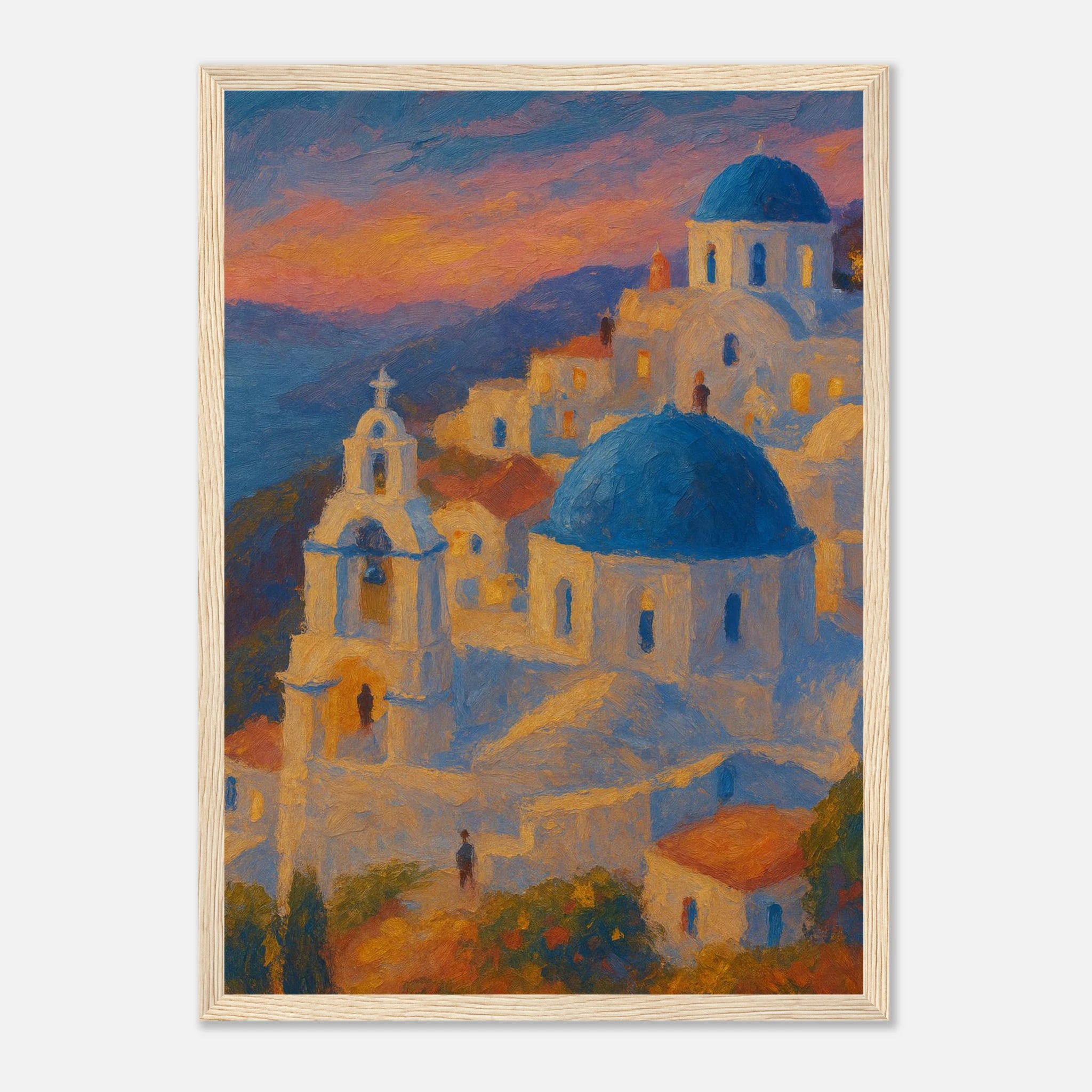 Wood frame A3 (29.7 x 42 cm) - "Sunset Over Santorini" Print | Mediterranean Wall Art - Play By Print