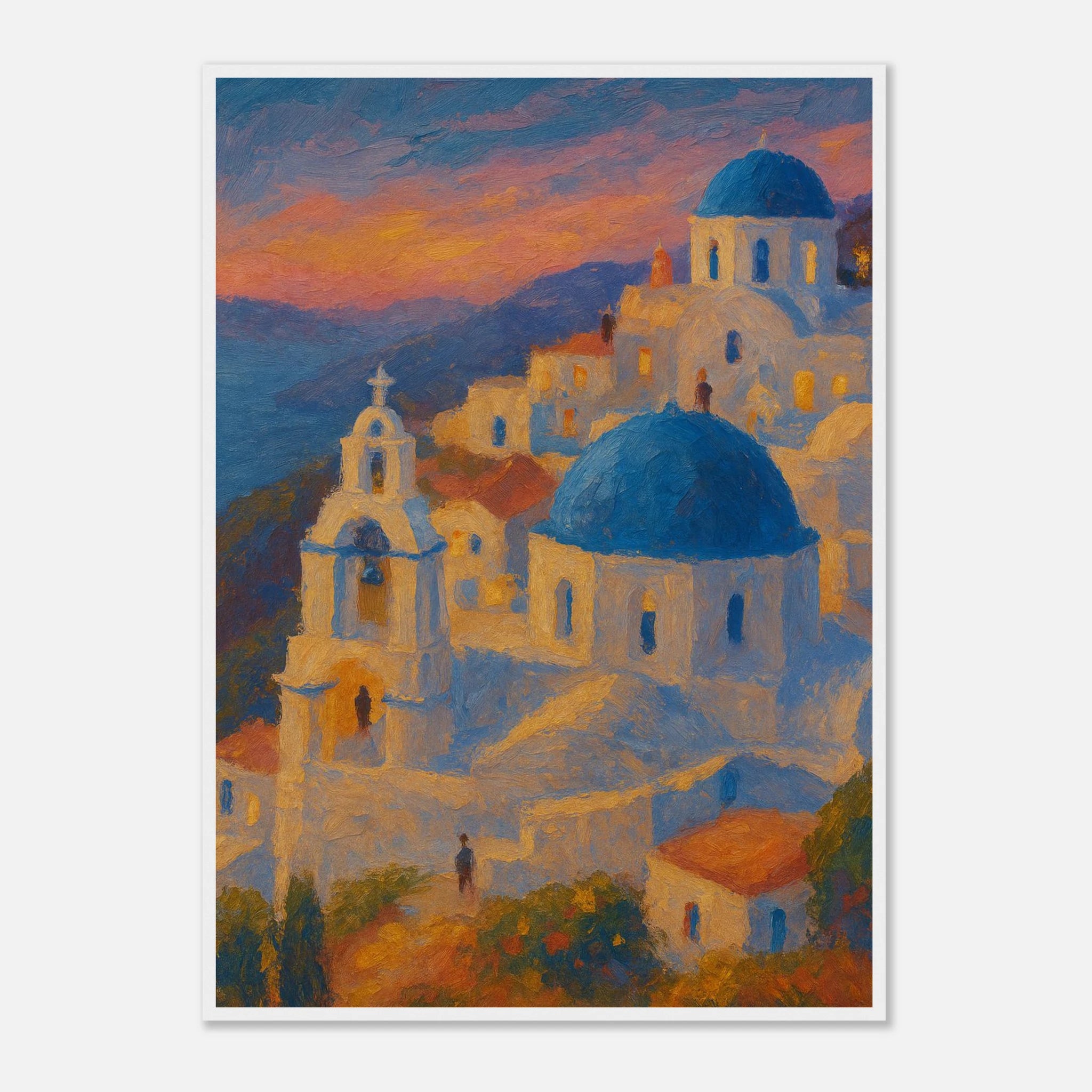 White frame A1 (59.4 x 84.1 cm) - "Sunset Over Santorini" Print | Mediterranean Wall Art - Play By Print