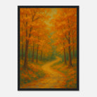 Black frame A3 (29.7 x 42 cm) - Golden Autumn Pathway Wall Art | Tranquil Woodland - Play By Print