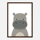 Dark wood frame - Hippo – Minimalist Safari Animal Art Print - Play By Print