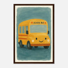 Dark wood frame 30x45 cm 12x18″ - Happy School Bus – Whimsical Nursery Art Print - Play By Print