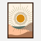 Dark wood frame - Minimalist Sun Print Boho Desert Landscape Wall Art - Play By Print