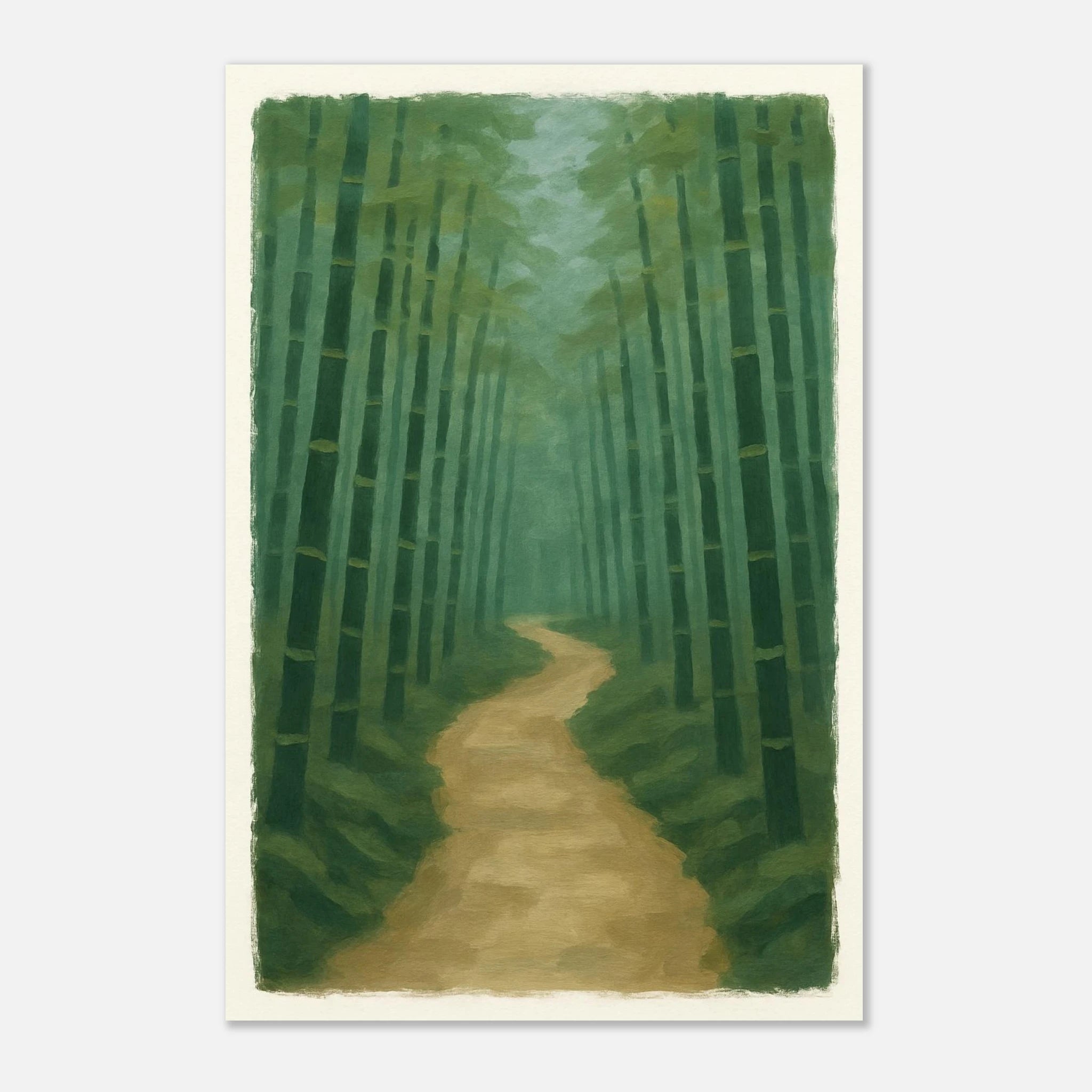 Unframed 30x45 cm 12x18″ - Bamboo Forest Path – Gouache Landscape Art Print - Play By Print