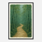 Black frame 40x60 cm 16x24″ - Bamboo Forest Path – Gouache Landscape Art Print - Play By Print