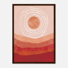 Dark wood frame - Solar Bloom – Abstract Sunrise Wall Art in Terracotta Tones - Daisy