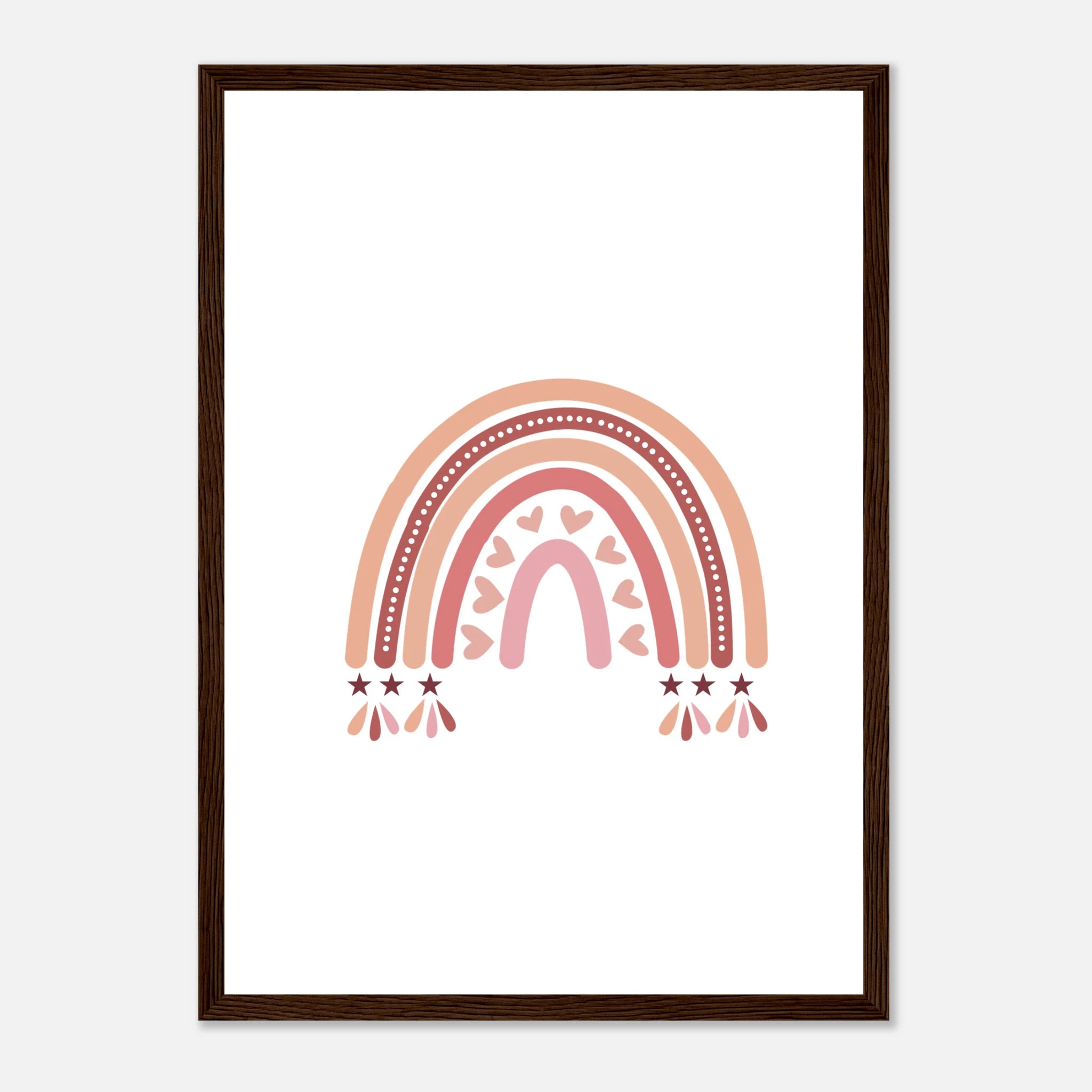 Dark wood frame - Boho Pink Rainbow Wall Art - Jerin