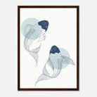 Dark wood frame - Minimalist Koi Fish Art Print - Jerin