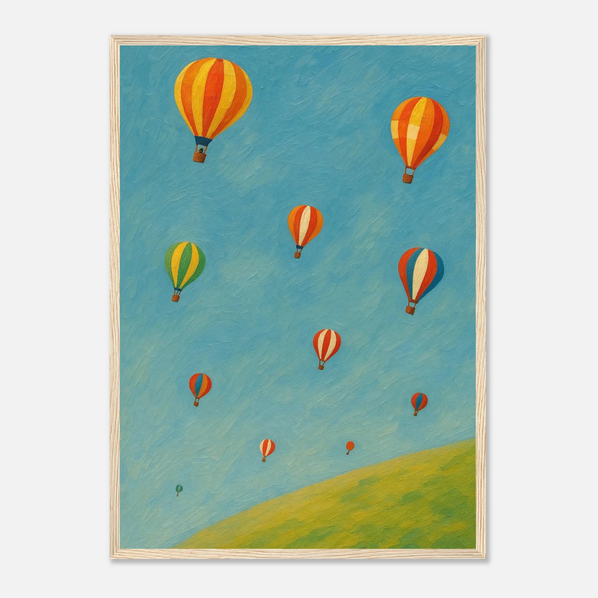 Wood frame A2 (42 x 59.4 cm) - Up and Away Hot Air Balloon Wall Art | Whimsical Nursery or Playroom Print - Play By Print