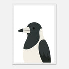 White frame - Magpie – Minimalist Australian Bird Art Print | Native Wildlife Poster for Home or Classroom - Play By Print