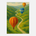 Unframed 21x29.7 cm 8x12" - Up & Away – Hot Air Balloons Over Green Hills Wall Art Print - Play By Print