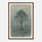 Dark wood frame 40x60 cm 16x24″ - Misty Monochrome Tree – Minimalist Landscape Art Print - Play By Print