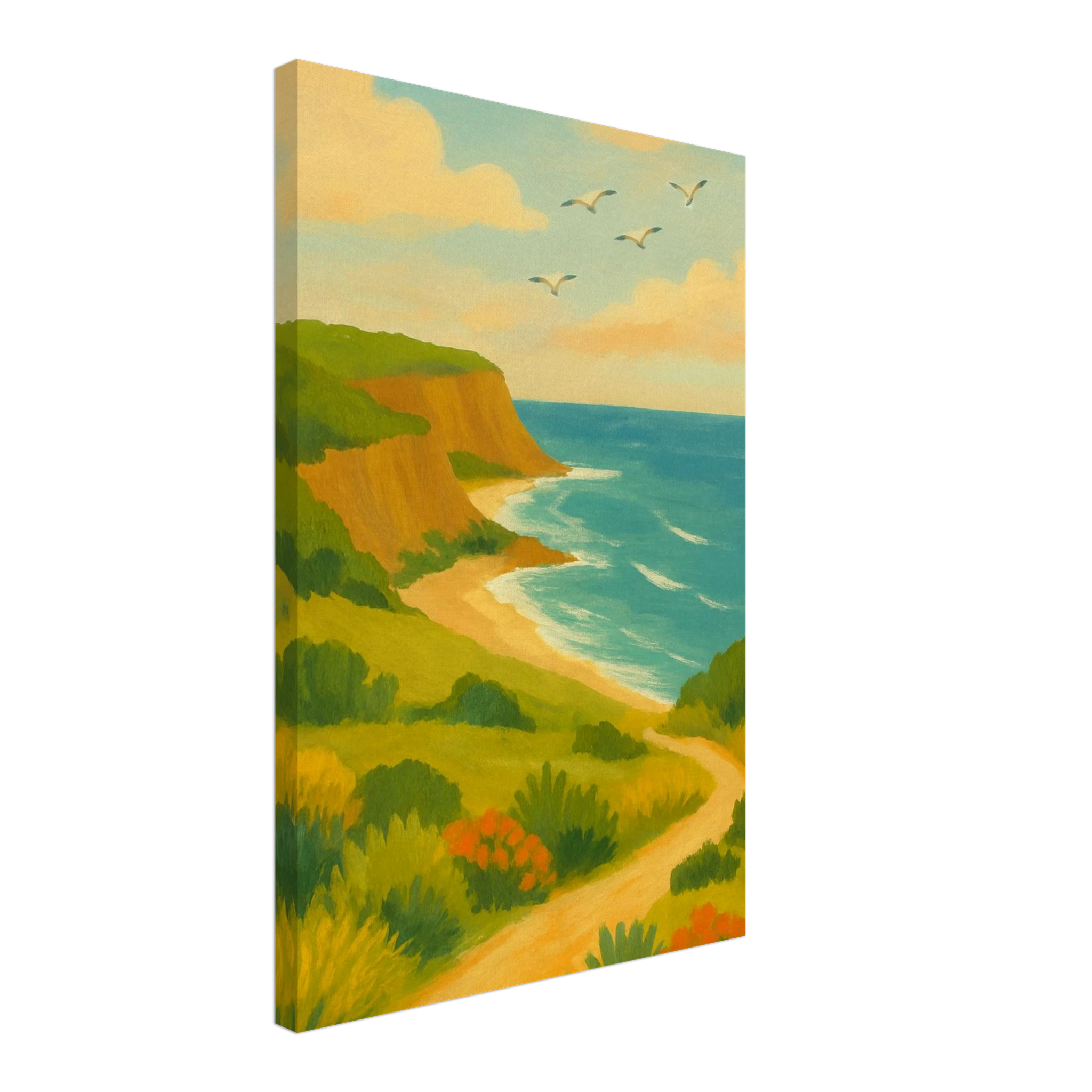 Canvas 40x60 cm 16x24″ - Coastal Cliffs Walk – Scenic Ocean Landscape Canvas Wall Art - Play By Print