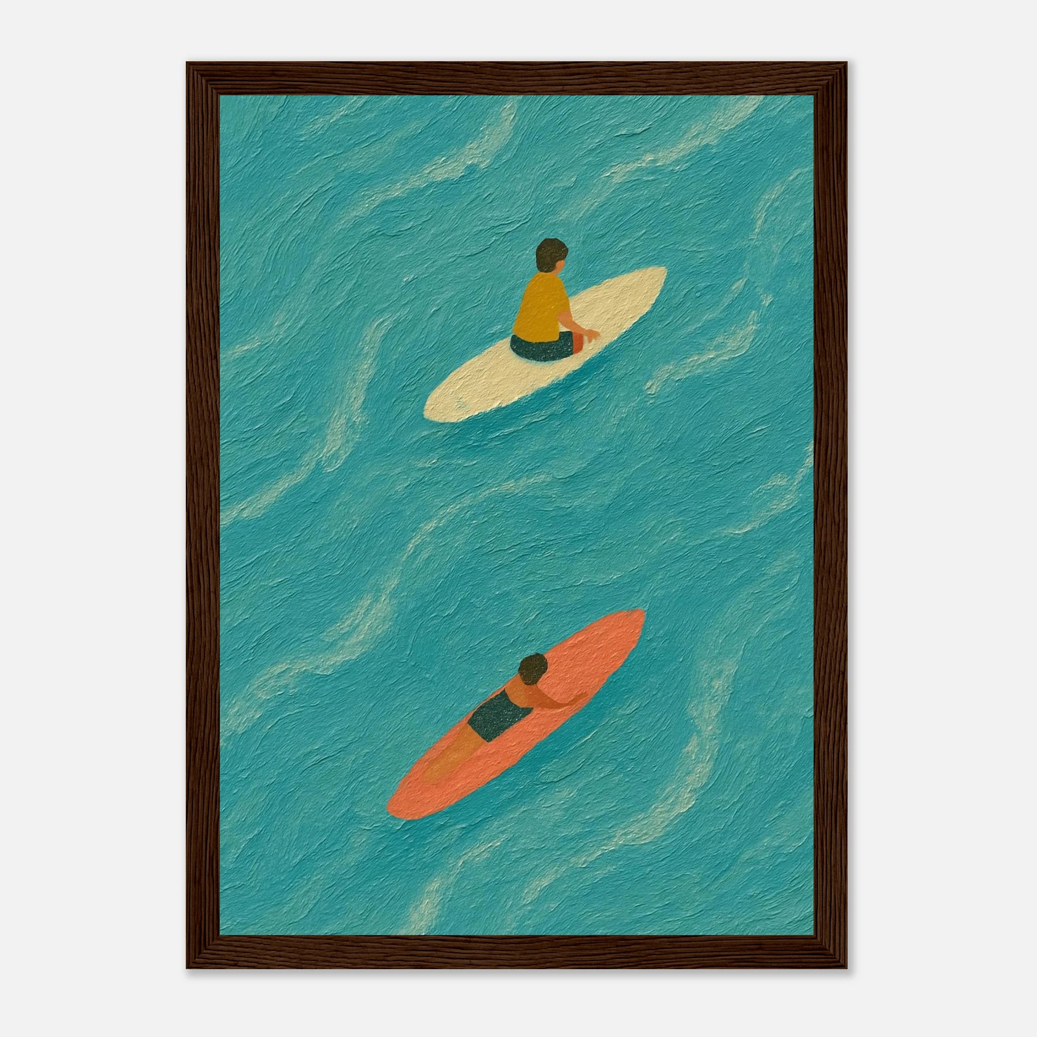 Dark wood frame 21x29.7 cm 8x12" - "Drift and Dream" Surf Print | Minimal Coastal Wall Art - Play By Print