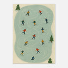 Unframed 21x29.7 cm 8x12" - Winter Ice Skating Print | Whimsical Folk Art Style - Play By Print