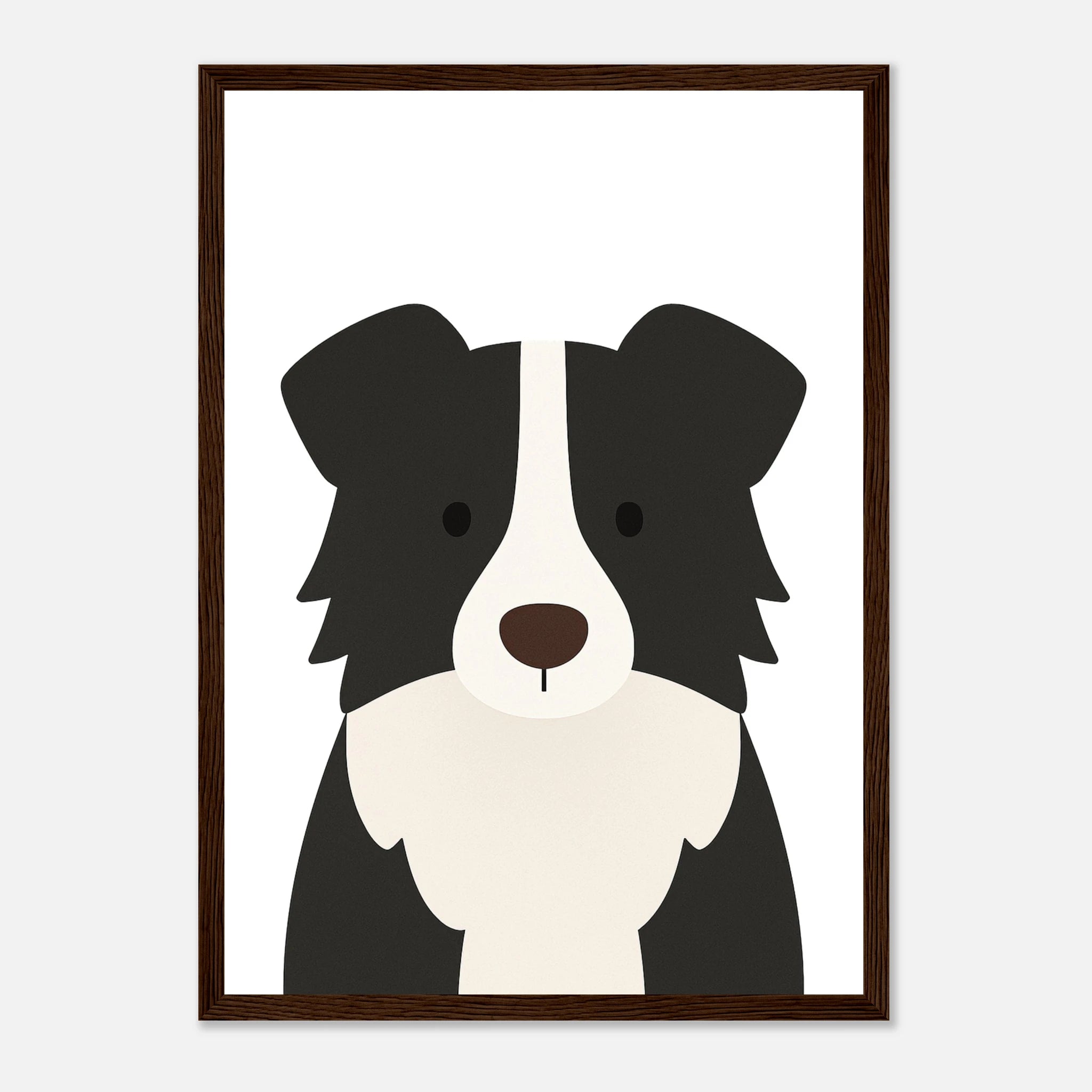 Dark wood frame - Border Collie – Minimalist Dog Art Print | Modern Nursery or Pet Decor Poster - Play By Print