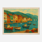Wood frame 21x29.7 cm 8x12" - Harbour Harmony – Mediterranean Village Wall Art Print - Play By Print