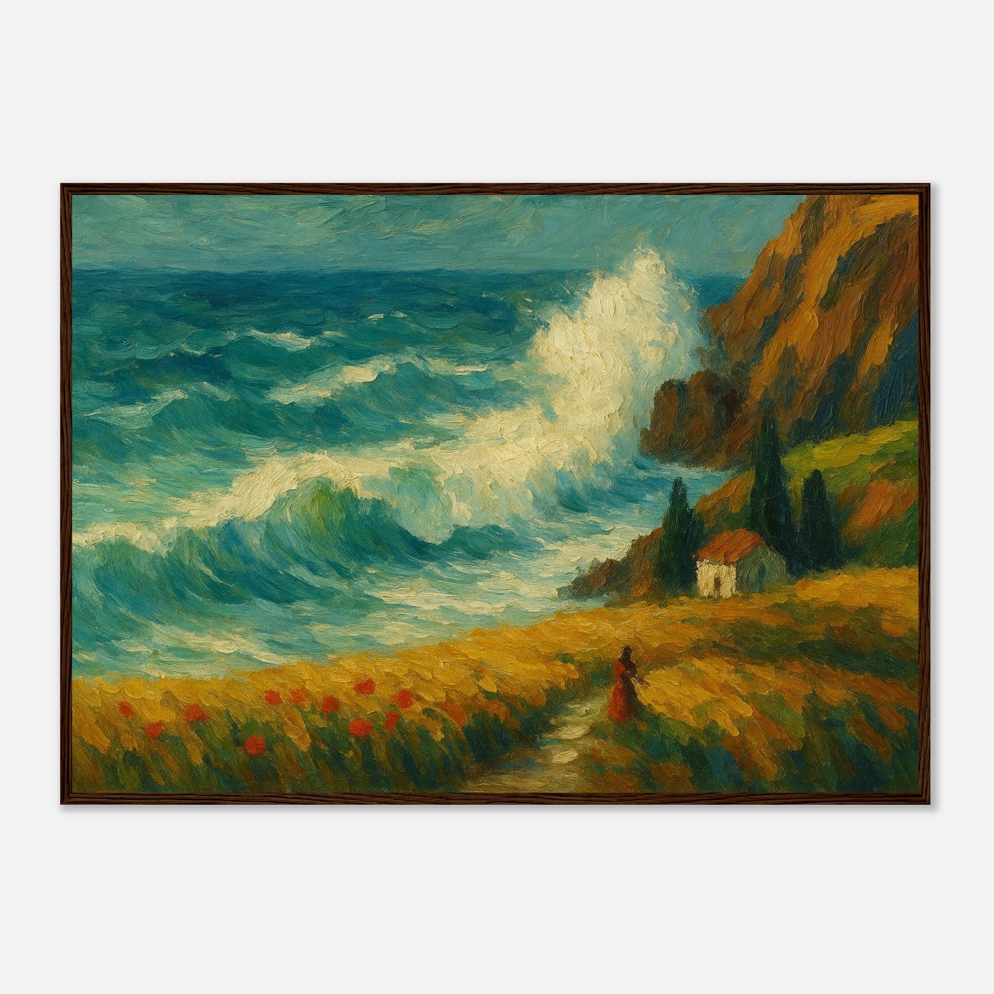 Dark wood frame A1 (59.4 x 84.1 cm) - “Wild Coast” | Dramatic Ocean Wave Painting - Play By Print