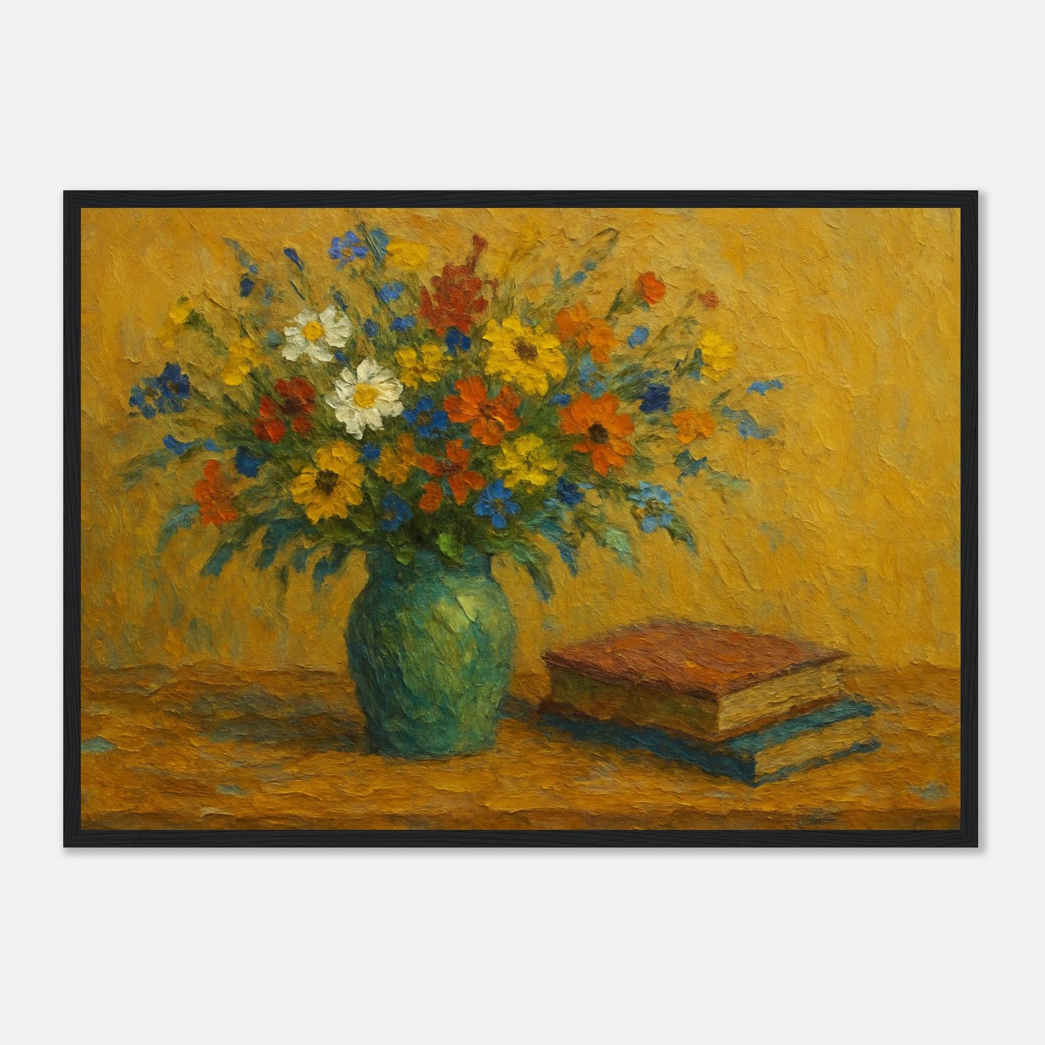 Black frame A2 (42 x 59.4 cm) - “Wild Blooms & Well-Worn Pages” | Floral Still Life - Play By Print