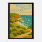 Black frame 40x60 cm 16x24″ - Coastal Cliffs Walk – Scenic Ocean Landscape Canvas Wall Art - Play By Print