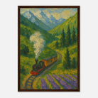 Dark wood frame A3 (29.7 x 42 cm) - Mountain Steam Train Wall Art | Textured Painterly Travel - Play By Print
