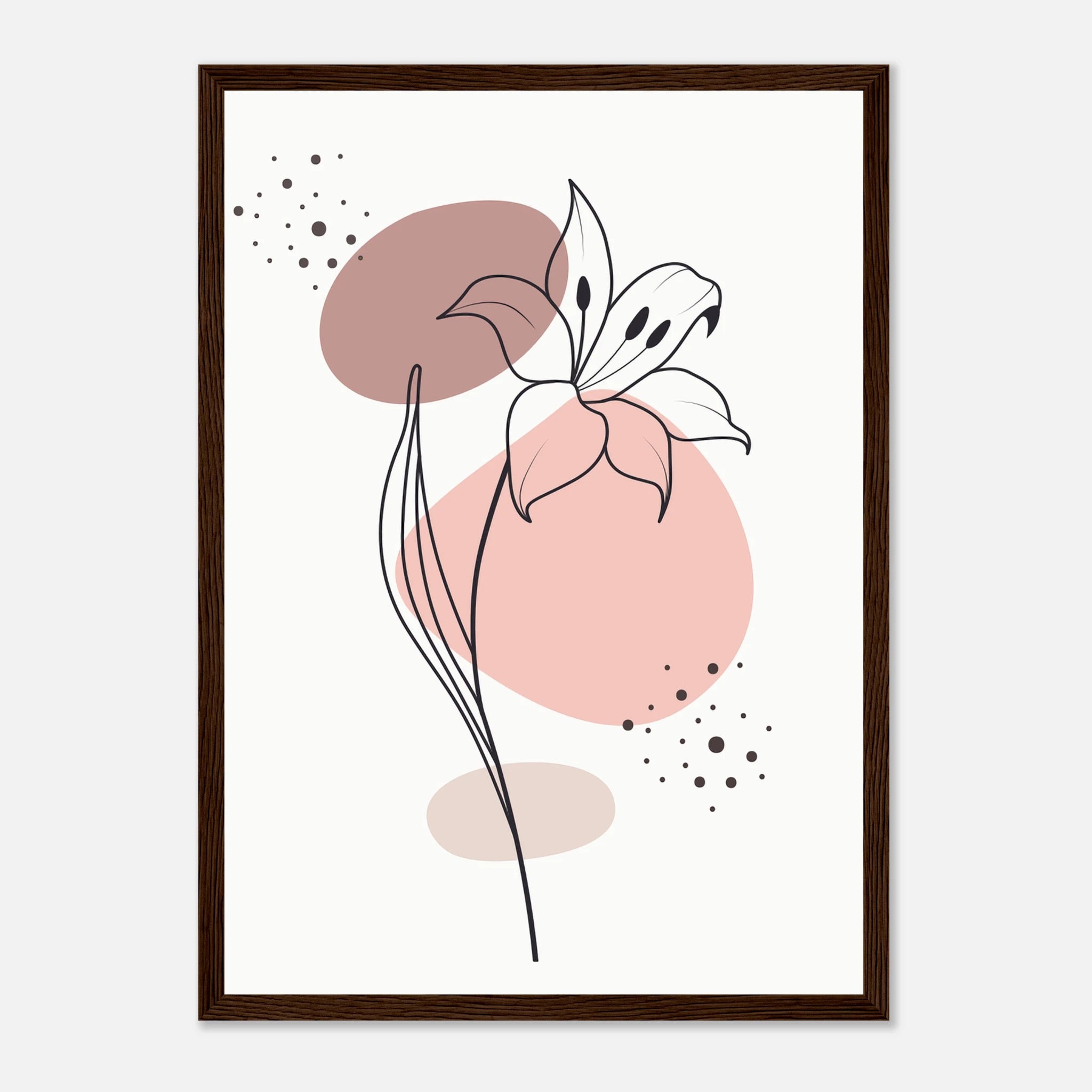 Dark wood frame - Minimalist Lily Flower Art Print - Jerin