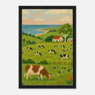 Black frame 40x60 cm 16x24″ - Coastal Dairy Farm – Country Landscape Canvas Wall Art - Play By Print