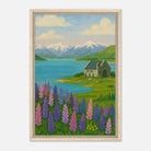 Wood frame 40x60 cm 16x24″ - Lake Tekapo Lupins & Church – New Zealand Landscape Canvas Wall Art - Play By Print