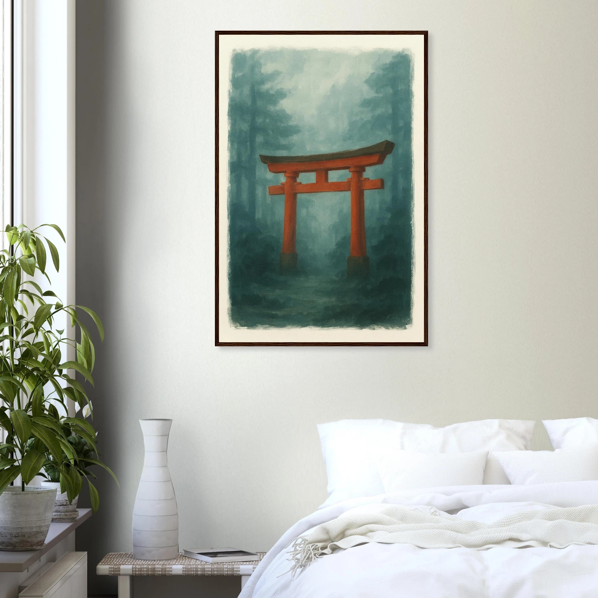 # all-groups - Torii Gate in Mist – Gouache Japanese Landscape Art Print - Play By Print