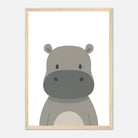 Wood frame - Hippo – Minimalist Safari Animal Art Print - Play By Print