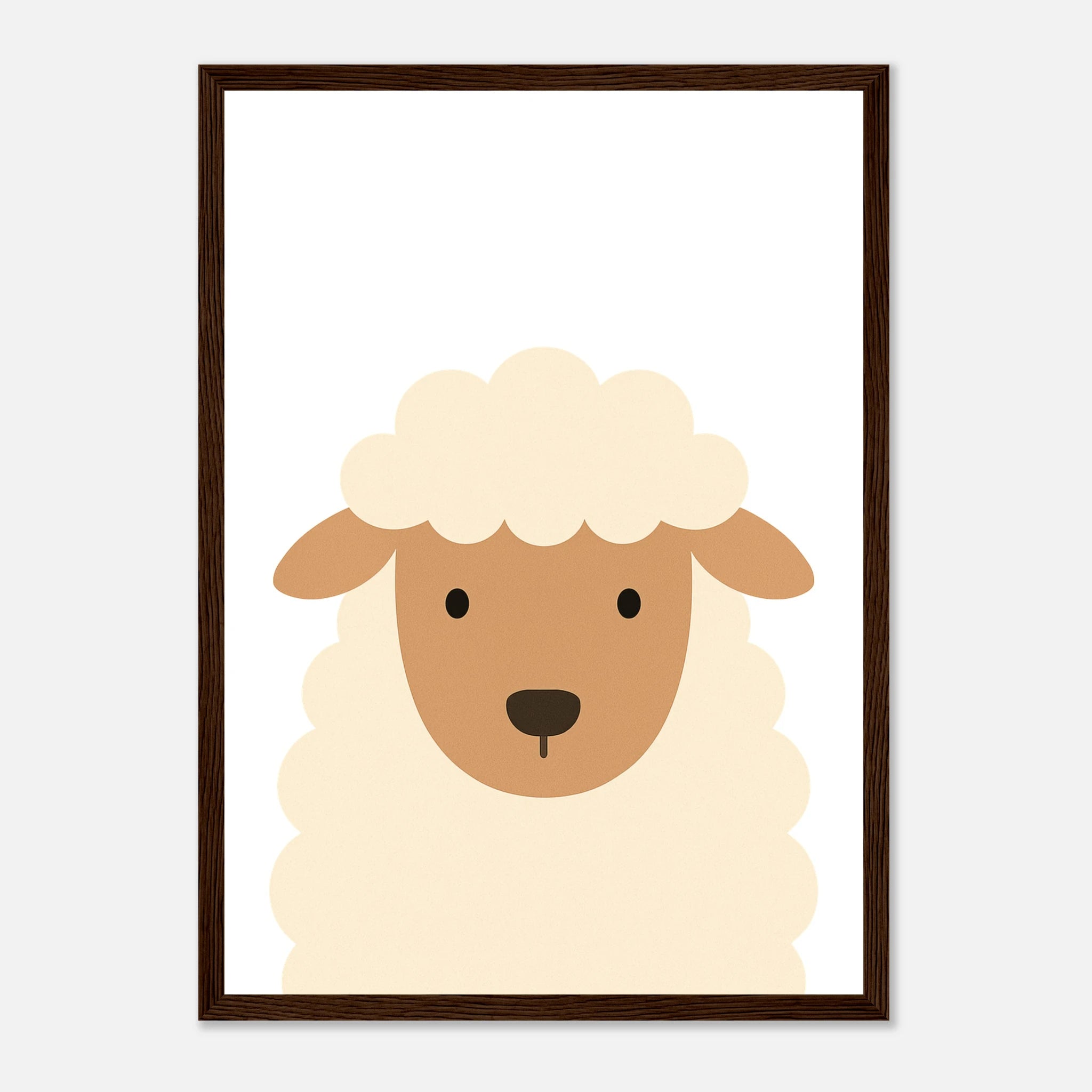 Dark wood frame - Sheep – Minimalist Farm Animal Art Print | Modern Nursery or Playroom Decor - Play By Print