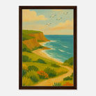 Dark wood frame 40x60 cm 16x24″ - Coastal Cliffs Walk – Scenic Ocean Landscape Canvas Wall Art - Play By Print