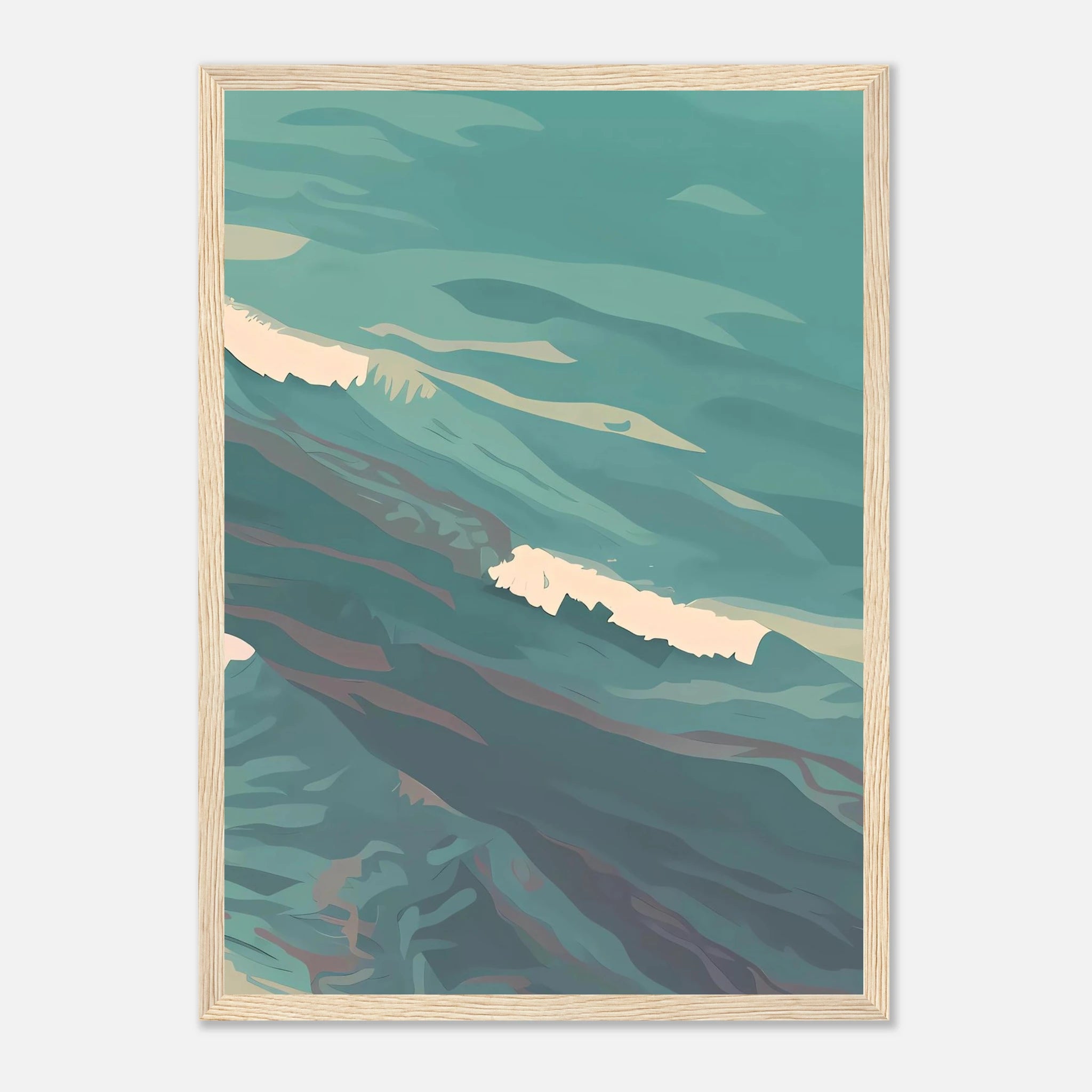 Wood frame - Coastal Horizon Abstract Wall Art | Right Panel - Play By Print