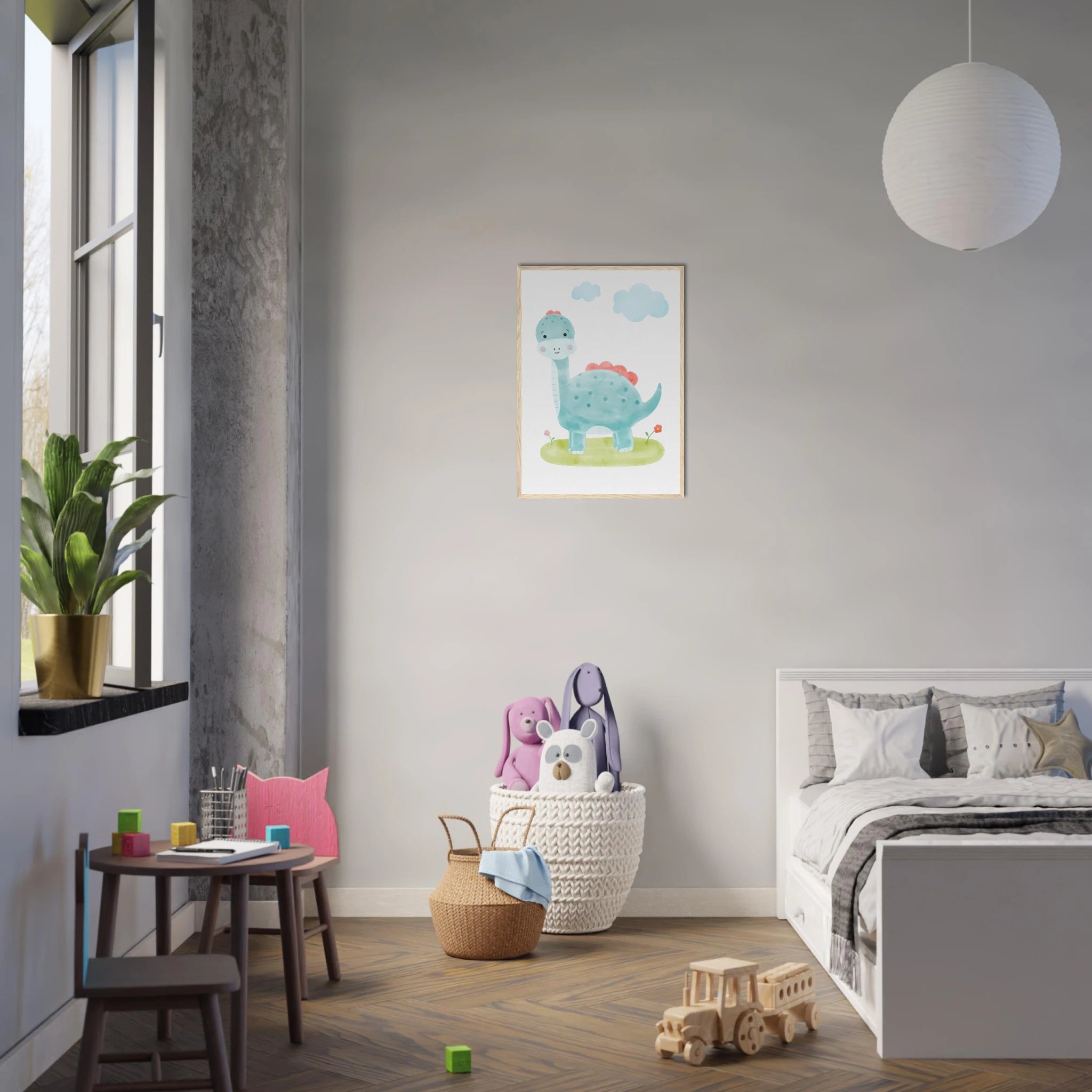 # all-groups - Blue Dinosaur Nursery Print | Watercolour Brachiosaurus Wall Art for Kids - Iris