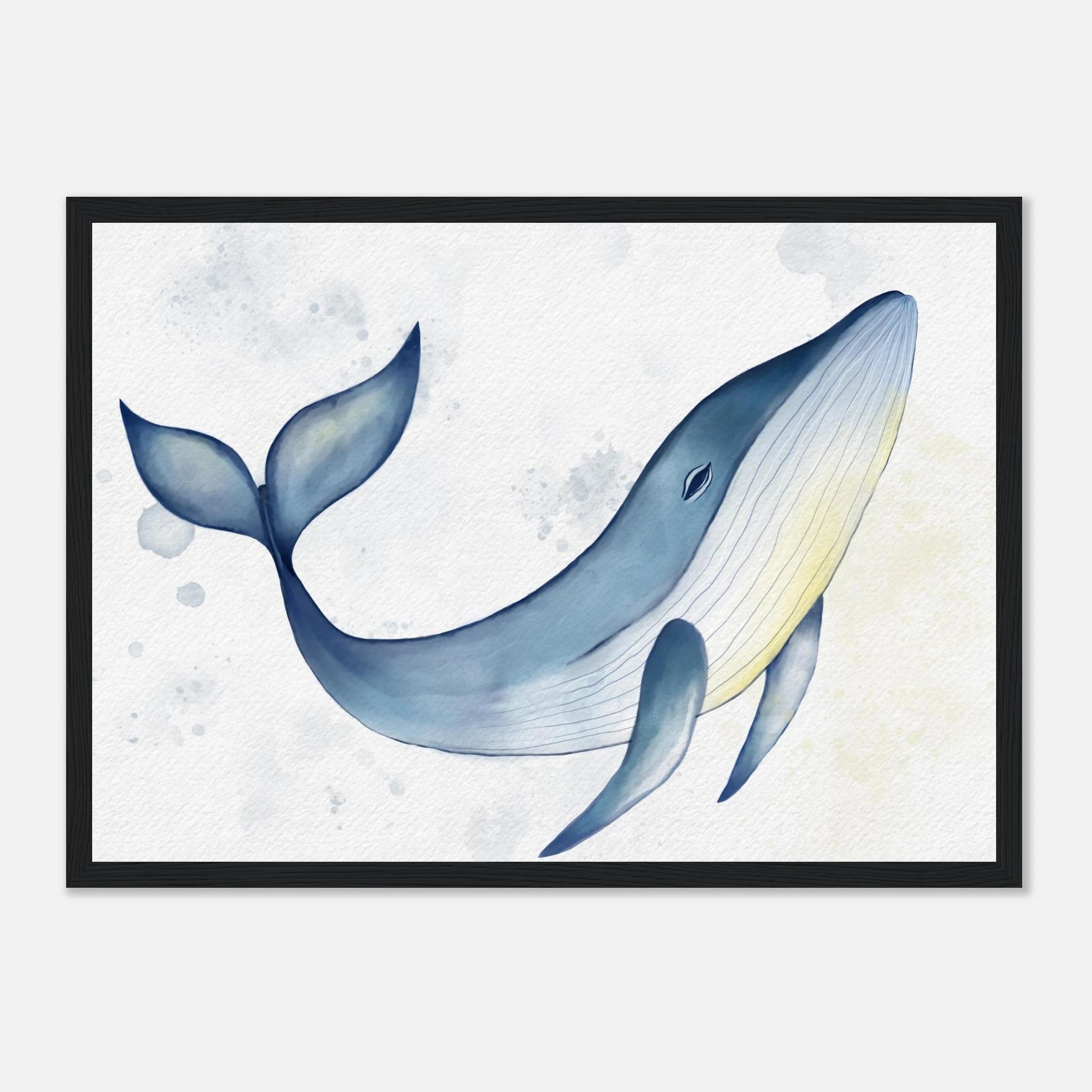 Black frame - Gentle Whale Nursery Print | Watercolour Ocean Animal Wall Art for Kids - Iris
